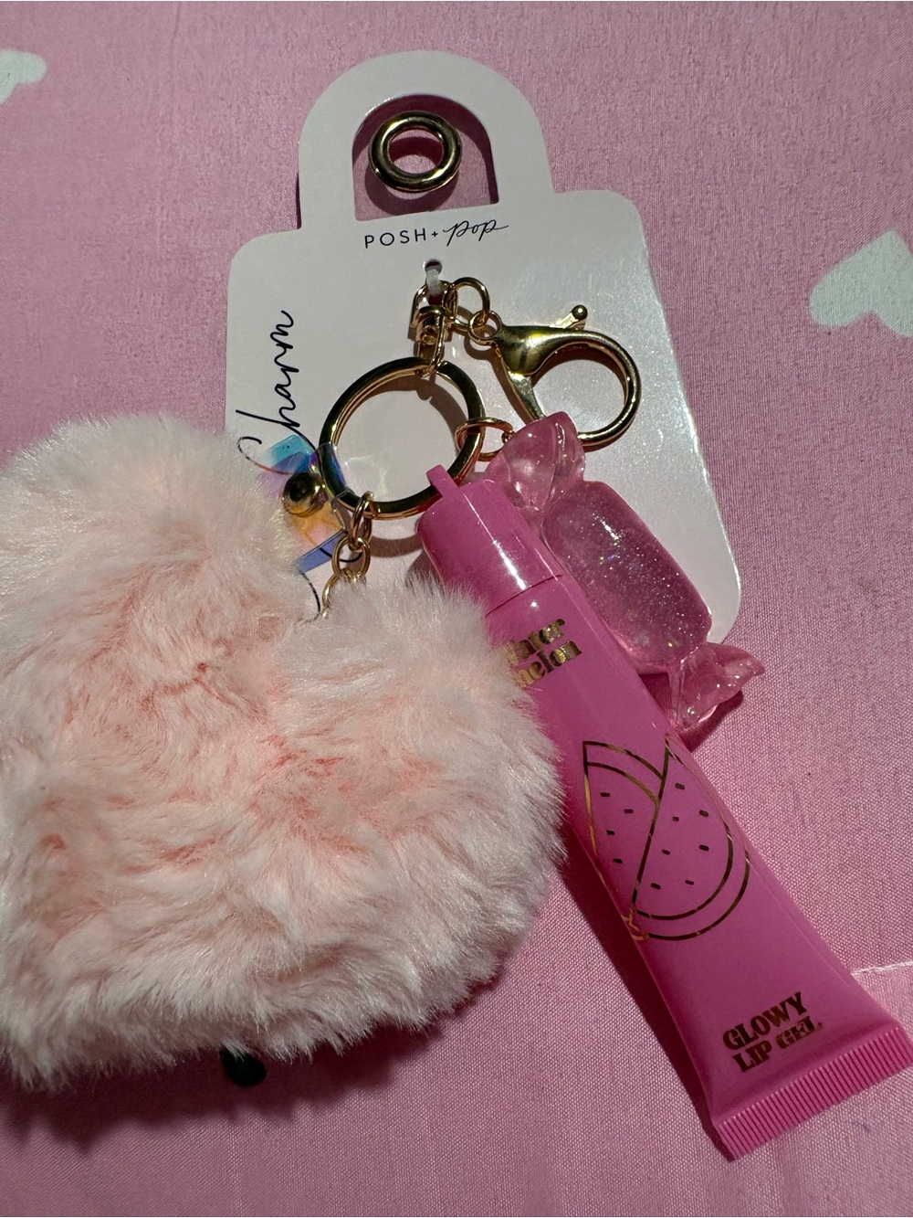 Pink Glowy Lip Gel Keychain Set - Hydrating Pink Shine